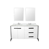 Mueble con lavamanos y doble espejo led para baño 140 x 50 cm