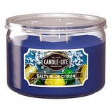 Candela con portavela de vidrio 10oz blue citron