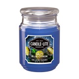 Candela con portavela de vidrio 18oz blue citron