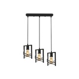 Lámpara colgante negra base recta 3l e27 40w