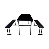 Mesa plastica plegable con bancos 88.5x41cm negro 3 pzas