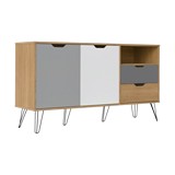 Mueble organizador de madera 4 gavetas patas metalicas