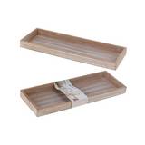 Bandeja de madera rectangular 14x40cm gris