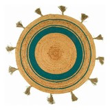 Alfombra decorativa yute circular 90cm beige/aqua