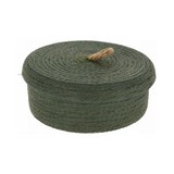 Cesta decorativa fibra natural con tapa pequeño verde