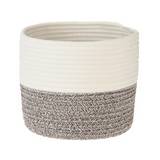 Cesta decorativa fibra natural mediano gris/blanco