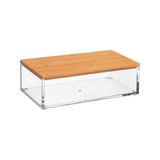 Caja rectangular transparente tapa de bambu pequeño