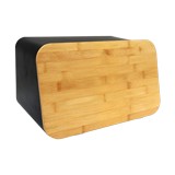 Caja para pan con tabla de corte 36.7x18.4x21.8cm negro
