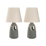 Lámpara de mesa cromado y gris 1l e27 2 piezas