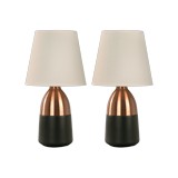 Lámpara de mesa cobre antiguo y negro 1l e27 2 piezas