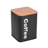 Canister negro con tapadera de bambú para café