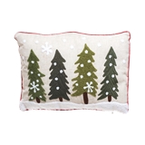 Cojin navideño 14x20cm arboles beige-verde