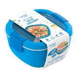 Depósito plástico azul para ensalada 2 niveles 54 oz