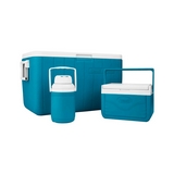 Combo hielera 48qt+hielera 5qt+termo 1.3gal azul claro