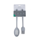 Cuchara calada y brocha de silicón gris para cocina 2 pzas