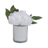 Flor artificial 6 pulg blanco peonia base de vidrio