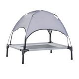 Cama para perro elevado con canopy 24.5x28x30 pulg gris