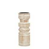 Candelabro de madera 11 pulg natural/blanco