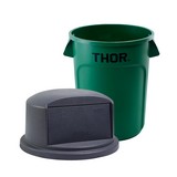 Basurero plastico industrial 121 l verde thor tapa alta gris