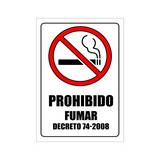 Rotulo con adhesivo 20 x 30 cm prohibido fumar