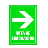 Rotulo con adhesivo 20 x 30 cm ruta evacuacion derecha