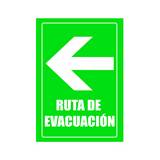 Rotulo con adhesivo 20 x 30 cm ruta evacuacion izquierda
