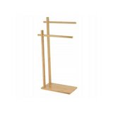 Toallero de pedestal de bambu 2 barras