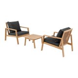 Mueble para terraza de madera beige/negro tiwi 3 pzas