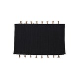 Alfombra decorativo 60x90 cm negro pompones de yute