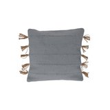 Cojin decorativo 60x90 cm gris pompones de yute