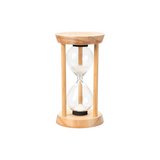 Adorno reloj de arena de vidrio base madera 16 cm