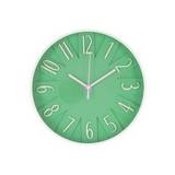 Reloj para pared de plastico redondo 24.8 cm verde