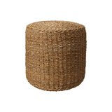 Taburete puff de mimbre redondo 40x38 cm beige