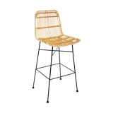 Silla para bar de ratan/metal 100x48x43cm beige kubu