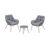 Mueble para terraza de acero/poliester gris paopao 3 pzas