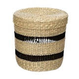 Cesta decorativa de tejido natural pequeño con tapa