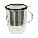 Vaso de vidrio con infusor para te 300ml con tapa