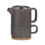 Tetera de ceramica con taza 400ml taupe nature