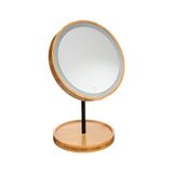 Espejo para tocador de madera led 31x18.9 cm café