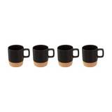 Taza de ceramica con base bambu 120ml negro place 4 pzas