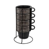 Taza de ceramica con soporte 250ml negro etnikaa 5 pzas