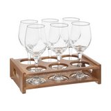 Copas de vidrio para vino con base de madera 300 ml 7 unidades