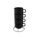 Taza de ceramica con base de metal 220ml negro alpha 5 pzas