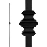 Barrote cuadrado de acero semi-matte negro con macolla 1/2