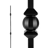 Barrote cuadrado de acero semi-matte negro con esfera 1/2