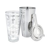 Coctelera boston de acero inox con colador 3 pzas