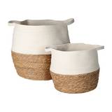 Cesta decorativa blanco yute set 2 piezas