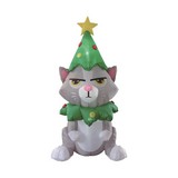 Inflable gato navideño con gorro verde 2.1 m