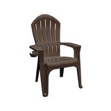 Silla de resina adirondack con portavaso café