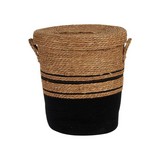 Cesta de paja para ropa c/tapa negro pequeña 84201103